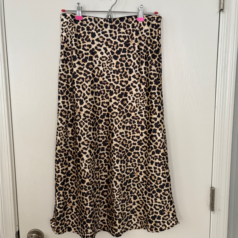 Leopard Print Women's Midi Skirt